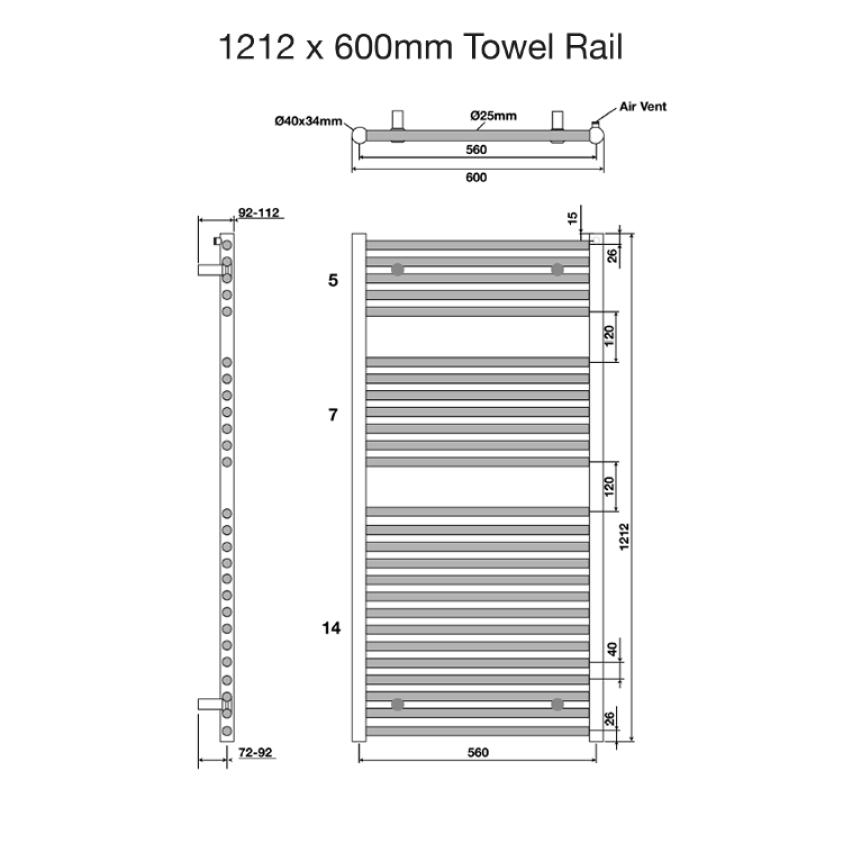 Tissino Ladder Rails Tissino Hugo2 Designer Towel Radiator in Lusso Grey