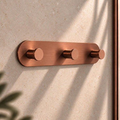Smedbo Robe Hook Brushed Copper Smedbo Dot Self-Adhesive Triple Robe Hook
