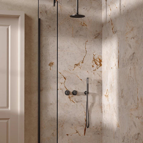 UK Bathroom Store Concealed Shower Set Slate / Ceiling Arm / 200mm Crosswater Module Shower Set 1 with Fixed Head and Pencil Handset