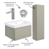 Aquarius Bathrooms Wall Mounted Vanity Unit Aquarius Sophie 605mm Wall Hung Vanity Unit, Tall Boy Storage Unit, Tap and Fittings Bundle