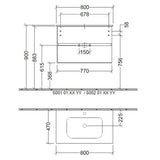 Villeroy & Boch Wall Mounted Vanity Unit Villeroy & Boch Arto Wall Mounted 800mm Two Drawer Vanity Unit with Basin