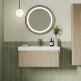Aquarius Wall Mounted Vanity Unit 805mm Aquarius Corinthe Wall Mounted Vanity Unit  with Basin in Textured Oak