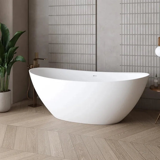 Aquarius Maggiore Freestanding Stone Bath in Gloss White
