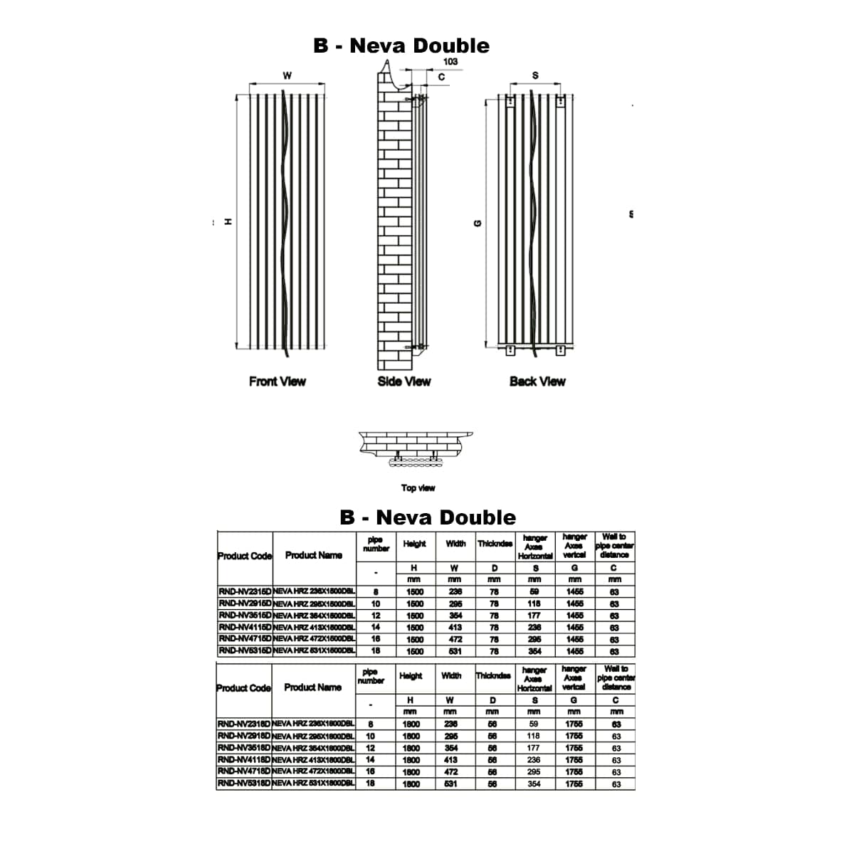 Reina Panel Radiator Reina Neva Vertical Double Panel Central Heating Radiator