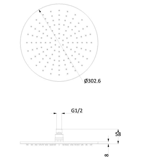Crosswater Fixed Shower Head Crosswater MPRO 300mm Round Fixed Shower Head in Matt Black