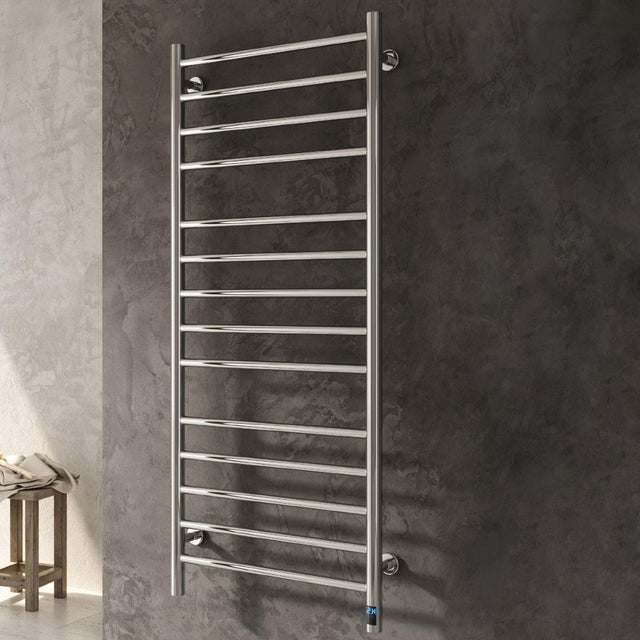 Reina Designer Towel Radiator 1200 x 500mm / Polished Stainless Steel Reina Arnage Dry Electric Designer Towel Radiator