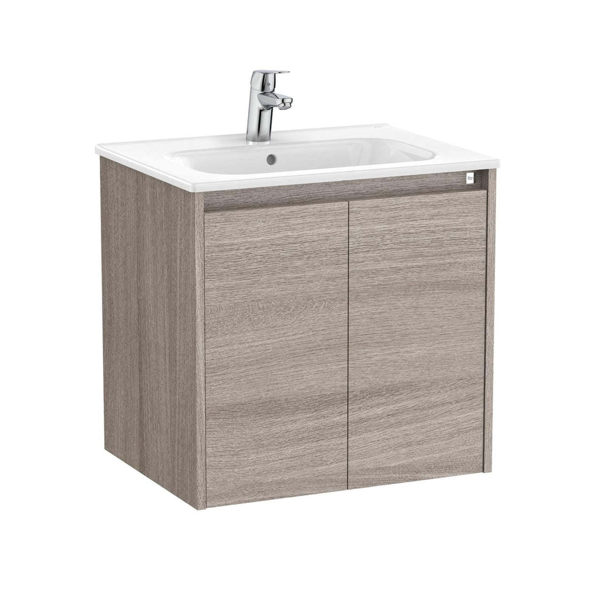 Roca Wall Mounted Vanity Unit City Oak Roca Tenet 600mm Wall Mounted Two Door Vanity Unit with Basin