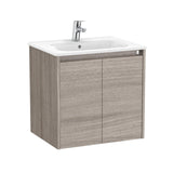 Roca Wall Mounted Vanity Unit City Oak Roca Tenet 600mm Wall Mounted Two Door Vanity Unit with Basin