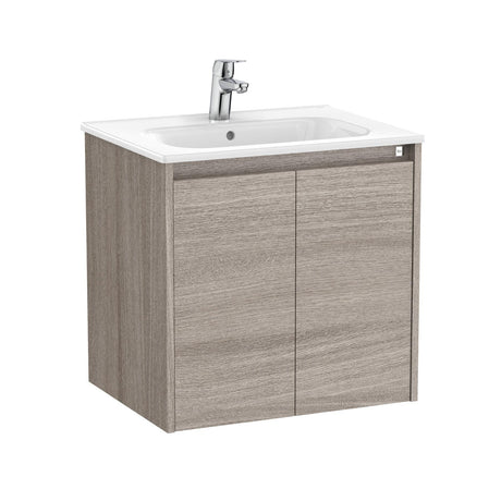 Roca Wall Mounted Vanity Unit City Oak Roca Tenet 600mm Wall Mounted Two Door Vanity Unit with Basin