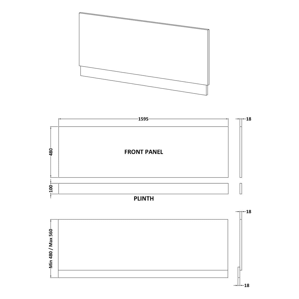 Aquarius Bathrooms Bath Panel Aquarius Halite Waterproof Front Bath Panel in Matt Grey