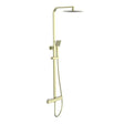 Aquarius Bathrooms Exposed Shower Set Brushed Brass Aquarius RainLux Eco Square Adjustable Exposed Bar Shower System