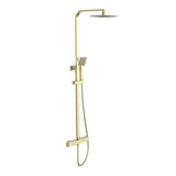 Aquarius Bathrooms Exposed Shower Set Brushed Brass Aquarius RainLux Eco Square Adjustable Exposed Bar Shower System