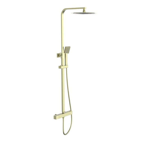 Aquarius Bathrooms Exposed Shower Set Brushed Brass Aquarius RainLux Eco Square Adjustable Exposed Bar Shower System