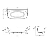 Crosswater Back To Wall Freestanding Bath Crosswater Auriga Back to Wall Freestanding Bath - 1700 x 800mm
