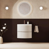 Crosswater Wall Mounted Vanity Unit 600mmm / White Gloss / Cast Mineral Marble Basin - 1 Tap Hole Crosswater Svelte Wall Hung Vanity Unit with Basin