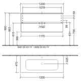 Villeroy & Boch Wall Mounted Vanity Unit Villeroy & Boch Arto Wall Mounted 1200mm Two Drawer Vanity Unit with Basin