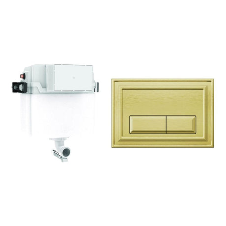 Crosswater Concealed Cistern Belgravia Plate in Brushed Brass Crosswater Dual Flush Concealed Cistern Set with Flush Plate - 414 x 143 x 387mm