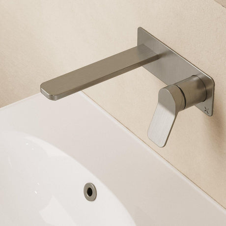Crosswater Wall Mounted Basin Tap Brushed Stainless Steel Effect Crosswater Glide II Wall Mounted Basin Mixer Tap