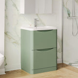 Aquarius Bathrooms Floor Standing Vanity Unit Green Aquarius Seren 600mm Floor Standing Two Drawer Vanity Unit with Basin