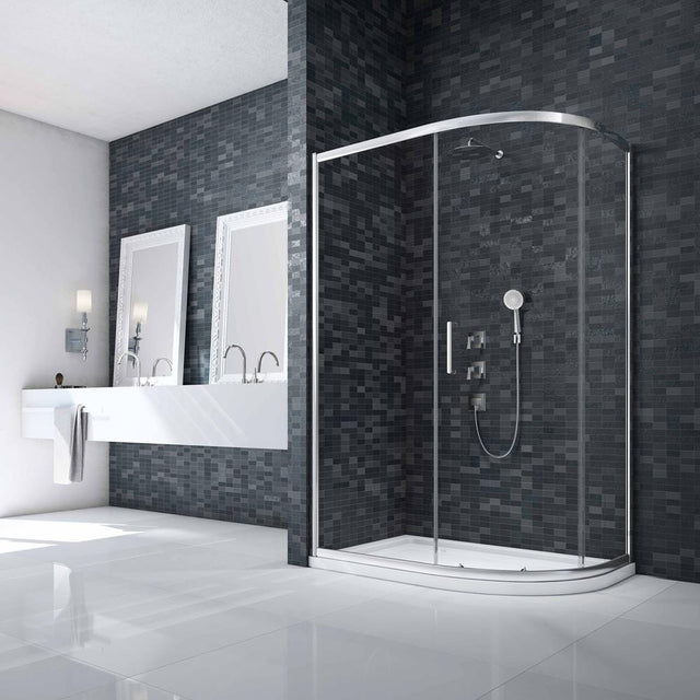 UK Bathroom Store Merlyn Ionic Essence Framed 1 Door Offset Quadrant Shower Enclosure in Chrome