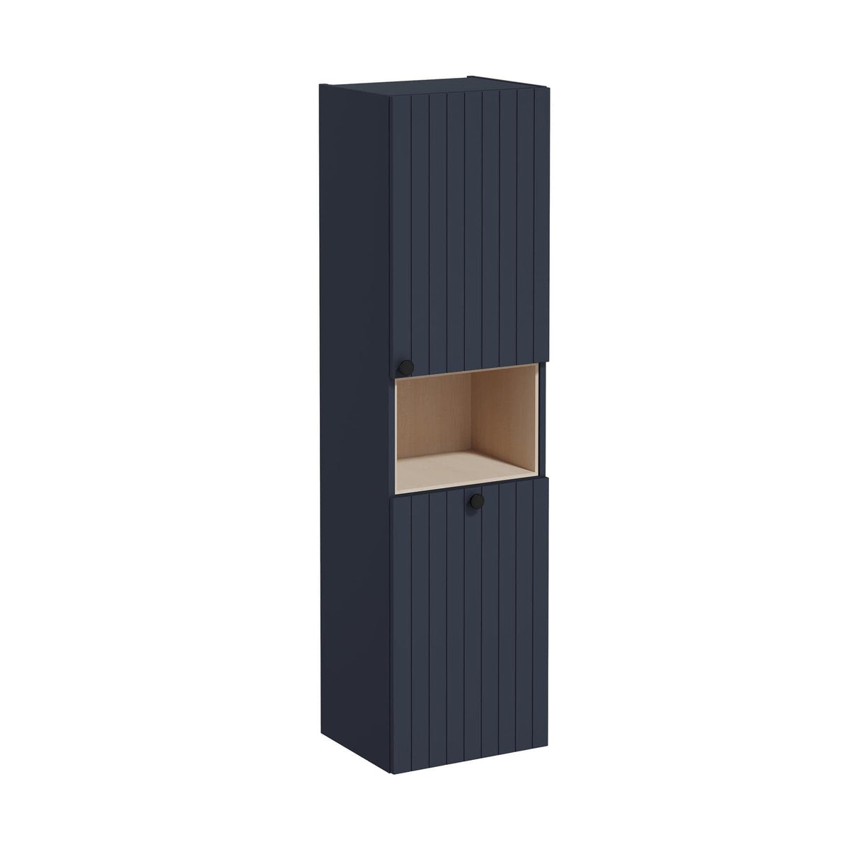 VitrA Storage Unit Matt Dark Blue / Right VitrA Root Groove Wall Mounted Storage Cabinet with Open Shelf and Laundry Basket 1500 x 420mm