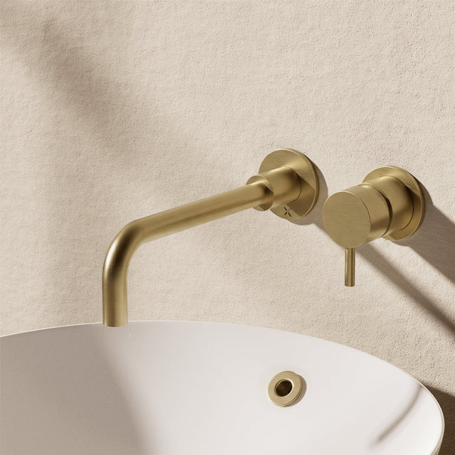 Crosswater Wall Mounted Basin Tap Brushed Brass Crosswater Mpro 2 Hole Wall Mounted Basin Mixer Tap