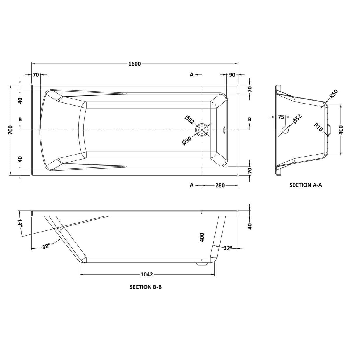 Aquarius Bathrooms Single Ended Bath Aquarius Llyn Single Ended Bath With Legs Set