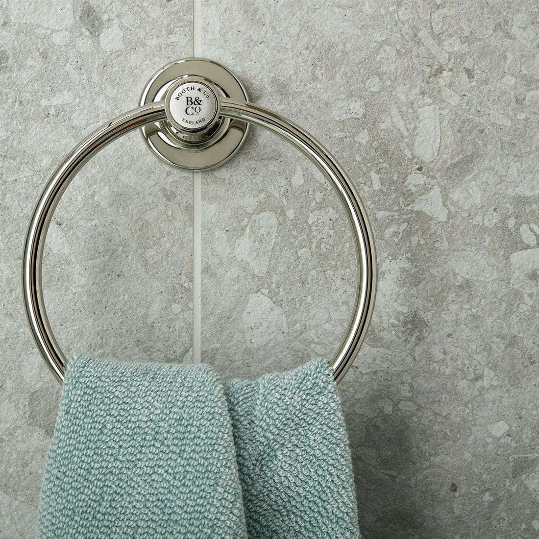 Vado Towel Rails and Rings Bright Nickel Booth & Co. Axbridge Towel Ring