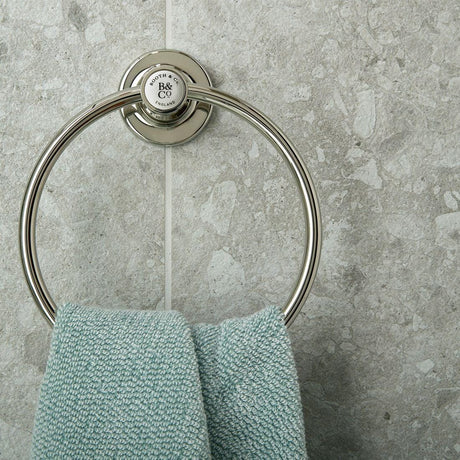 Vado Towel Rails and Rings Bright Nickel Booth & Co. Axbridge Towel Ring