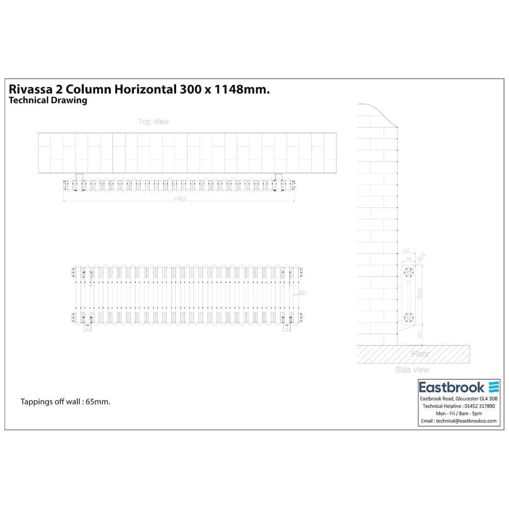 Eastbrook Rivassa Traditional 2 Column Radiator in Matt Black