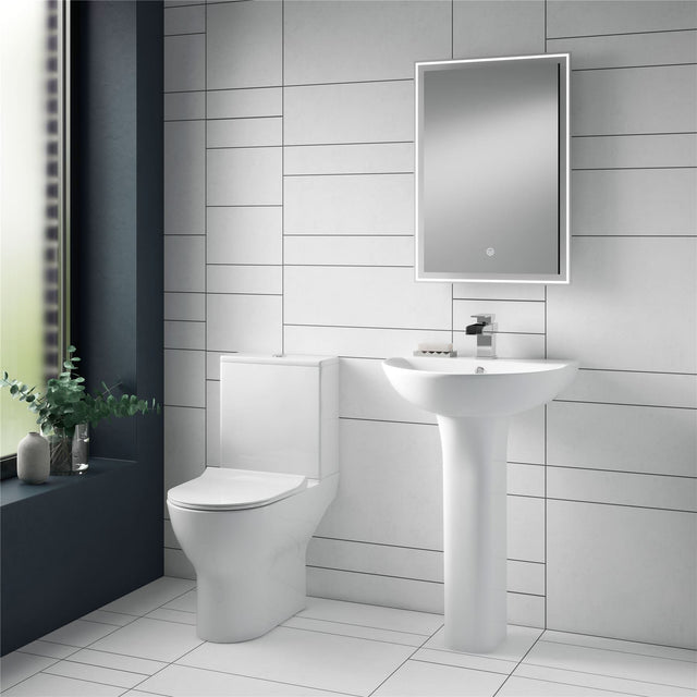 Aquarius Bathrooms Close Coupled Toilet Aquarius Vista Rimless Short Projection Close Coupled Toilet with Soft Close Seat