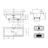 Kaldewei Double Ended Bath 1700mm x 750mm Kaldewei Cayono Duo Double Ended Steel Bath with Leg Set