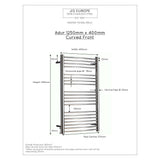 JIS Ladder Rail JIS Sussex Adur Vertical Stainless Steel Curved Heated Towel Rail