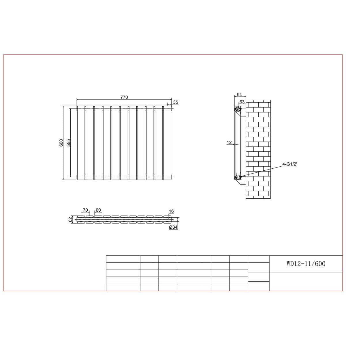 Aquarius Bathrooms Panel Radiator Aquarius Flat Double Horizontal Panel Radiator