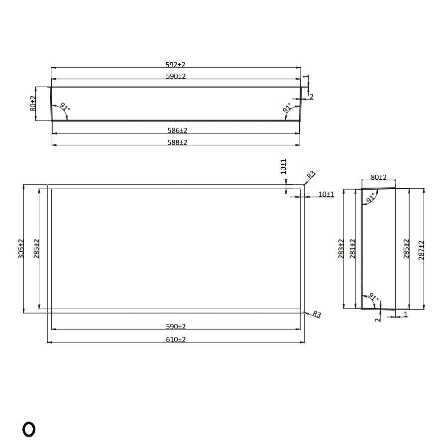 Croswwater Shower Niche Crosswater Square Shower Niche with LED - 610 x 305 x 80mm for Stud Walls