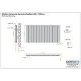Eastbrook Panel Radiator Eastbrook Charlton Horizontal Aluminium Designer Radiator in Matt White