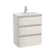 UK Bathroom Store Nordic Ash Roca The Gap Compact Wall Mounted 600mm Three Drawer Vanity Unit with Basin