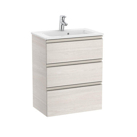UK Bathroom Store Nordic Ash Roca The Gap Compact Wall Mounted 600mm Three Drawer Vanity Unit with Basin