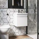 Saneux Wall Mounted Vanity Unit Gloss White Saneux Air Vanity Unit With Basin - 400 X 350mm - One Drawer - Wall Mounted