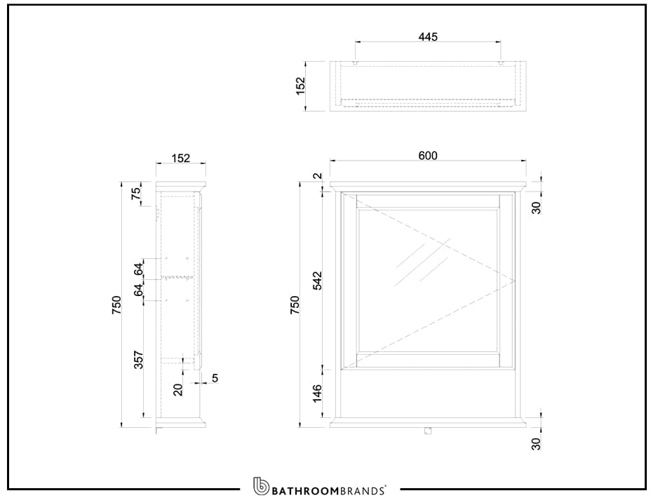 Burlington Mirrored Cabinet Burlington Mirror Cabinet - 600mm Wide