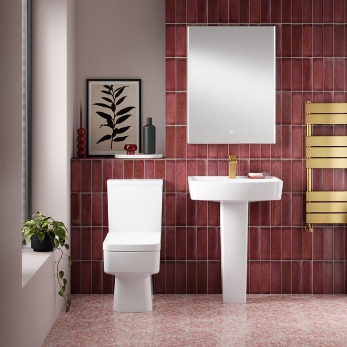 Aquarius Bathrooms Pedestal Basin Aquarius Squared 520mm One Tap Hole Basin and Pedestal