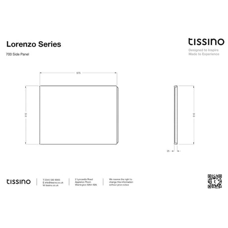 Tissino Bath Panel 700 x 510mm / Standard Tissino Lorenzo End Bath Panel