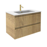Saneux Wall Mounted Vanity Unit Saneux Monument 800mm Wall Mounted Two Drawer Vanity Unit in Portland Oak with Basin or Worktop