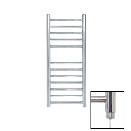 JIS Ladder Rail 700 x 300mm / Polished Chrome / Electric Only JIS Sussex Ouse Vertical Stainless Steel Heated Towel Rail