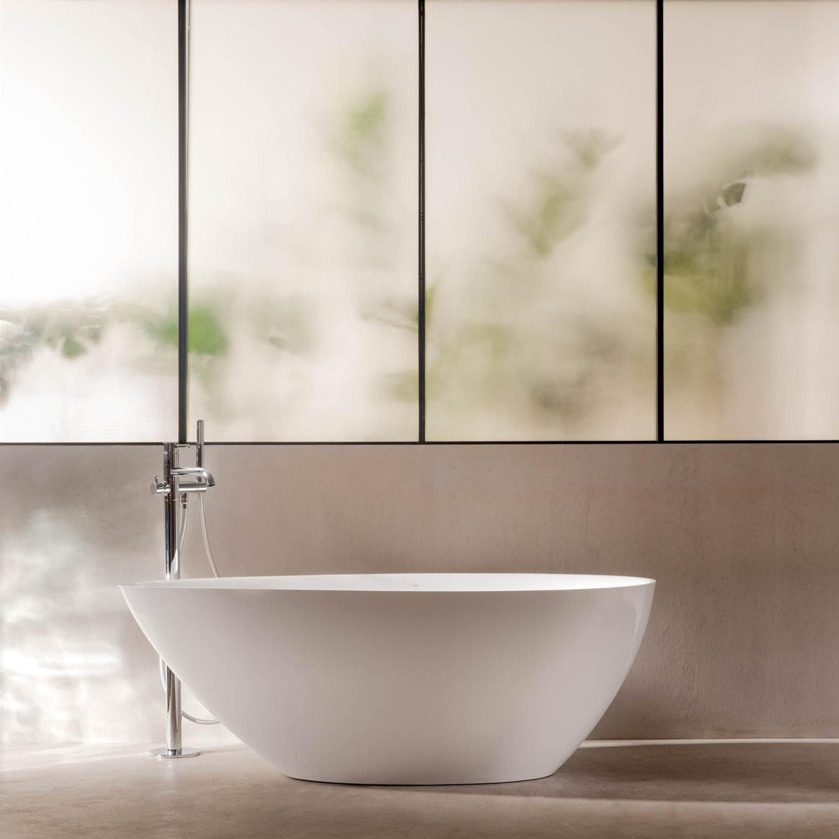 Roca Modern Freestanding Bath Roca Kauai Freestanding Stonex® Oval Bath with Click-Clack Waste