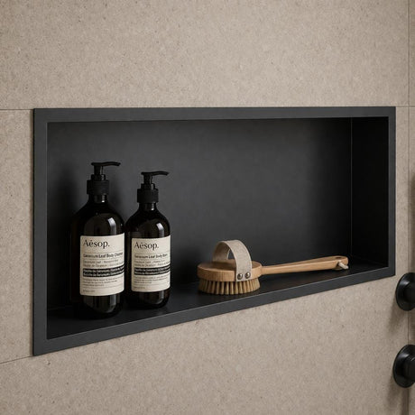 Aquarius Bathrooms Shelf Matt Black / 600 x 300mm Aquarius Shower Niche