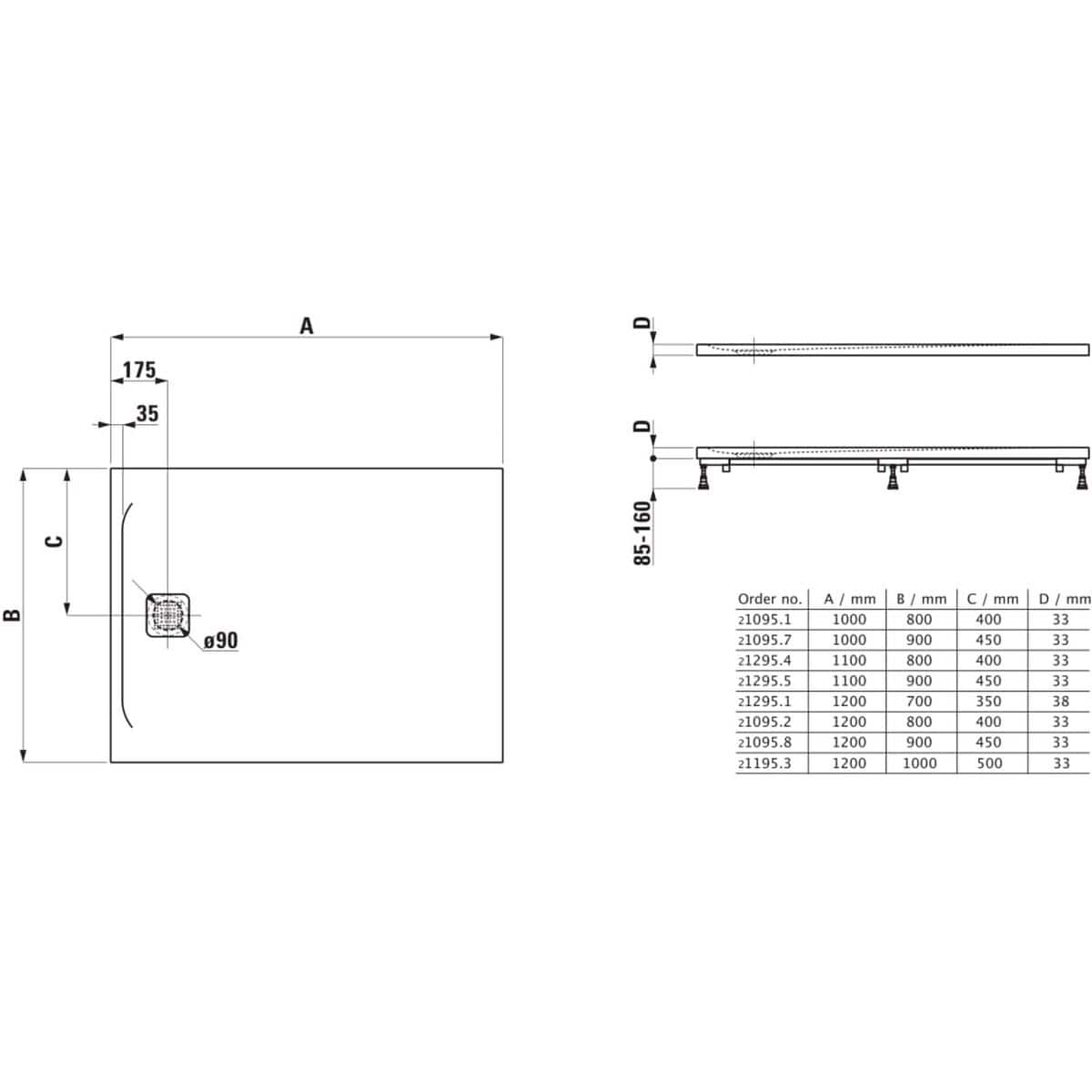 Laufen Laufen Marbond PRO Rectangular Tray with Waste in White
