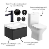 Aquarius Bathrooms Suites Aquarius Sophie 605mm Wall Hung Vanity Unit, Close Coupled Toilet, Tap and Fittings Bundle