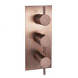 JTP Concealed Shower Valve Brushed Bronze JTP VOS 2 Outlet, 3 Handle, Concealed Thermostatic Shower Valve