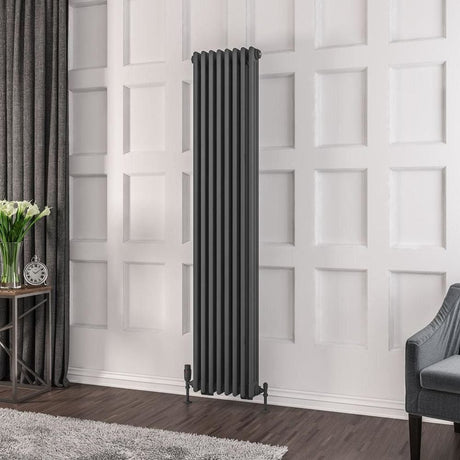 Eastbrook 1800 x 383 / Central Heating Eastbrook Rivassa Traditional 3 Column Radiator in Matt Anthracite